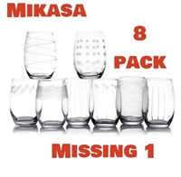 $179 MIKASA  CHEERS  8 PACK STEMLESS WINE