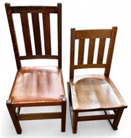 Lot of 2 Stickley Mission Arts and Craft Chairs.