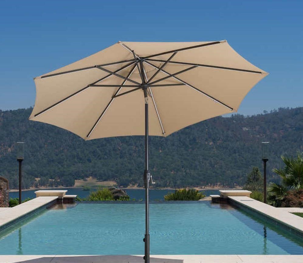 SUNVILLA 10' LED UMBRELLA TAN *Read Condition*