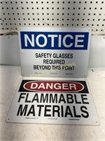 2 PLASTIC WARNING SIGNS