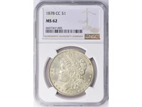 1878-CC Morgan Silver Dollar NGC MS-62