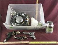 Lot of Paint Spray Guns and Supplies