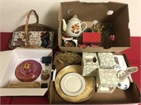 (2) Box Lots- Ornaments, Plates, Basket, Etc.