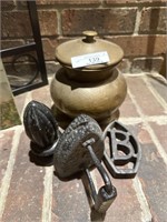 Sad iron, copper pot , cast iron piece