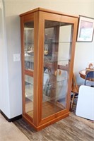WOOD FRAMED CHINA CABINET, GLASS DOORS AND SIDES