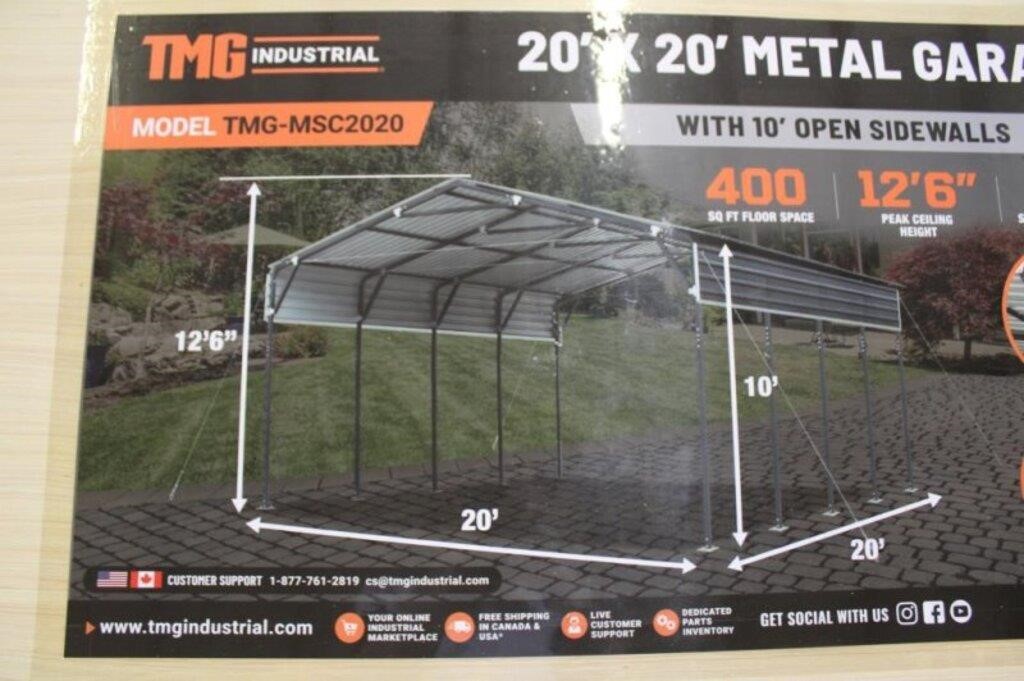 TMG-MSC2020 Metal Garage Carport Shed 20' x 20'