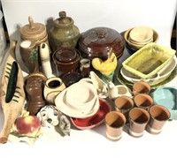 Lot of Stoneware Pottery Jars Pots Cups Mask