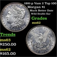 1891-p Vam 2 Top 100 Morgan $1 Grades Select Unc