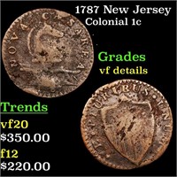 1787 New Jersey Colonial 1c Grades vf details