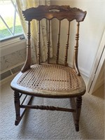 Oak Cane Bottom Rocking Chair