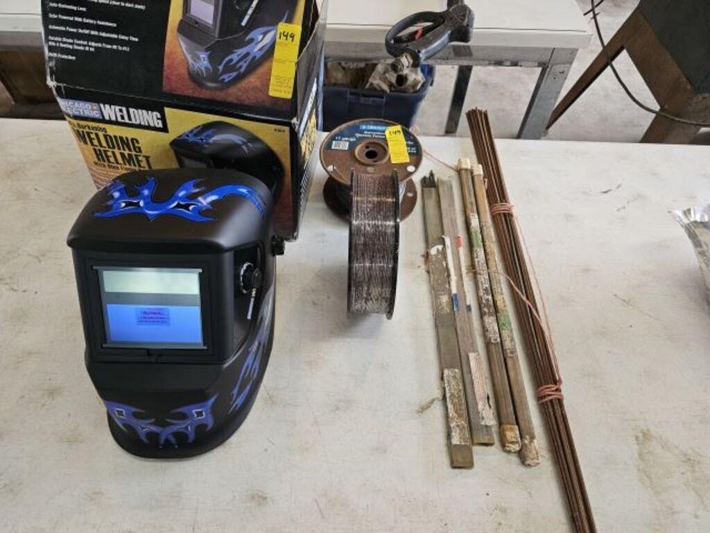 Welding Helmet, Electric Fence Wire, Braising Rods