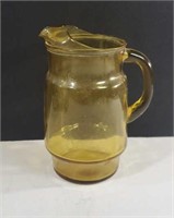 Vintage Amber Glass Pitcher with Ice Lip,