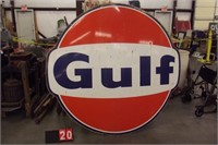 LARGE PORCELAIN GULF SIGN 73" T X 79" W