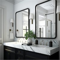 2-Pack Black Bathroom Mirrors 24x36  Metal