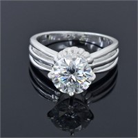 APPR $2200 Moissanite Ring 2.5 Ct 925 Silver