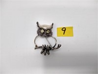 BEAU Sterling silver OWL brooch pin 14 grams