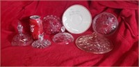 Assortment of Glass Lids and Plate