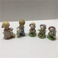 5 pc Homco Ceramic Figurines Turtles & Boy & Girl