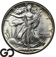 1945 Walking Liberty Half Dollar, BU Bid: 32