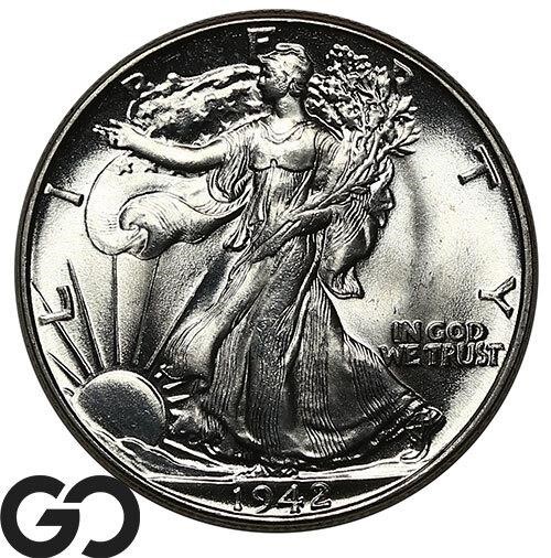 1942 Walking Liberty Half Dollar, Gem BU Bid: 85