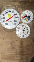 Lot Of Wall Thermometers And Clock.