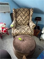 Wing back chair, ottoman