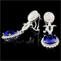 7.82ct Tanzanite & 2.01ctw Diam Earrings 18K Gold