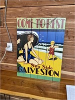 32X24 HAND PAINTED WOOD GALVESTON WALL ART