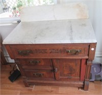Eastlake washstand with marble top 29 1/2"T.