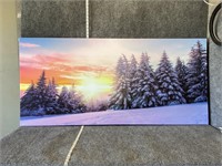 Snowy Forest Sunrise Framed Vinyl Photo