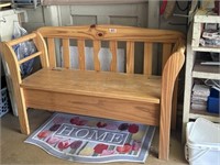 Wooden bench with storage under seat