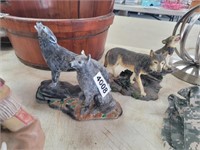 2 WOLF FIGURINES *SOME CHIPS