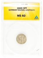 Coin 1669  3 Pfennig-ANACS-MS60