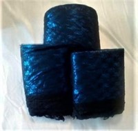 3 Rolls blue metallic fabric with lace overlay