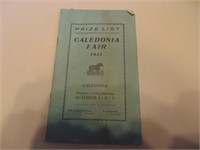 1931 Caledonia Fair Prize List