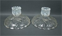 Fenton French Opal Waterlily Candle Holders
