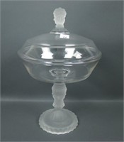Duncan Miller Three Faces 14" Covered Compote