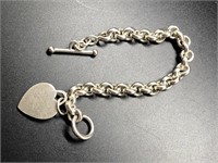 Sterling Silver Bracelet with Heart