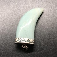 Sterling Silver Blue Jade Horn Pendant