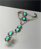 Native Sterling Silver Turquoise Slave cuff