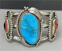 Justin Morris Sterling Silver Turquoise & Coral