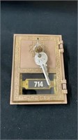 Vintage postal box door with keys
