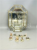 Brass & Glass curio cabinet w/ David Winter minis