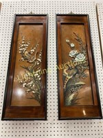 TWO APPLIED HAND CARVED RELIEF PANELS