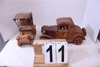 Pair Of  Wood Cars One Is From Rockome Garden