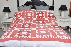 Starbursts Quilt, Hand Quilted