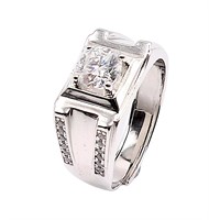 925S 1.0ct Moissanite Diamond Mens Ring