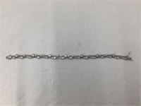 Sterling Silver Bracelet w/ Stones, 8 1/4”L