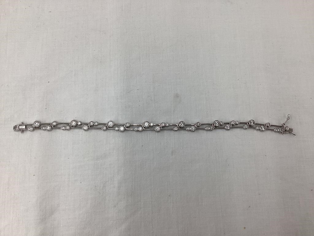 Sterling Silver Bracelet w/ Stones, 8 1/4”L