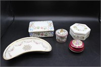 Vintage Ceramic Trinket Boxes & Trinket Tray